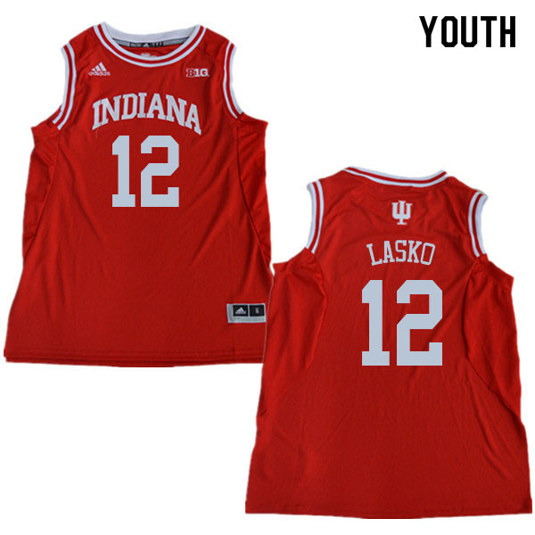 Youth #12 Ethan Lasko Indiana Hoosiers College Basketball Jerseys Sale-Red